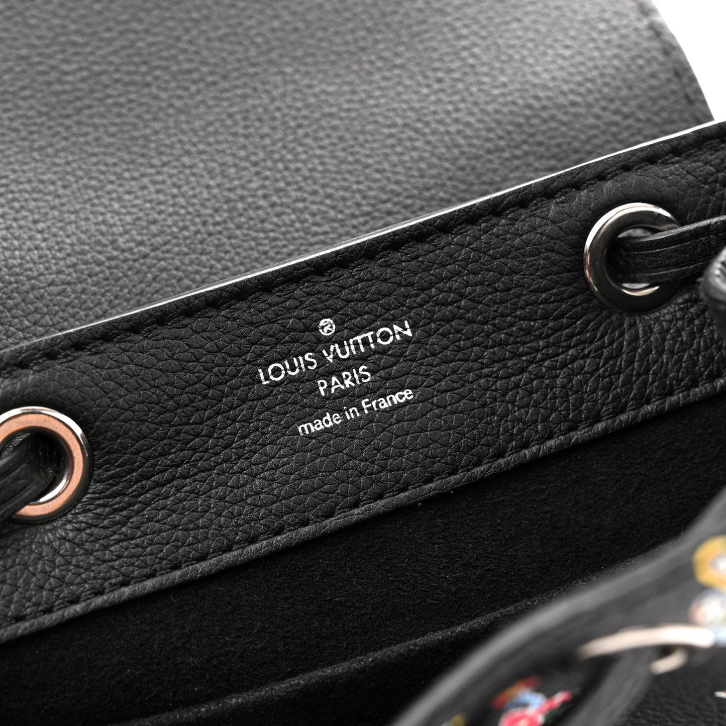 Calfskin Flower Lockme Mini Backpack Black Multicolor