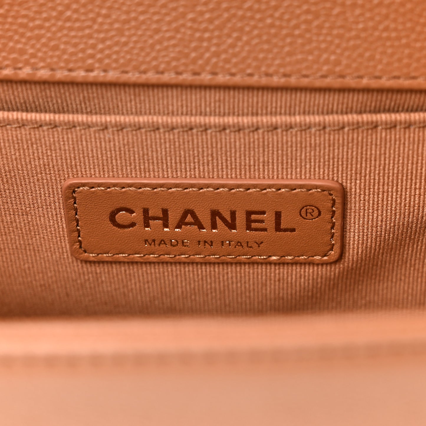 Caviar Quilted Medium Boy Flap Light Brown