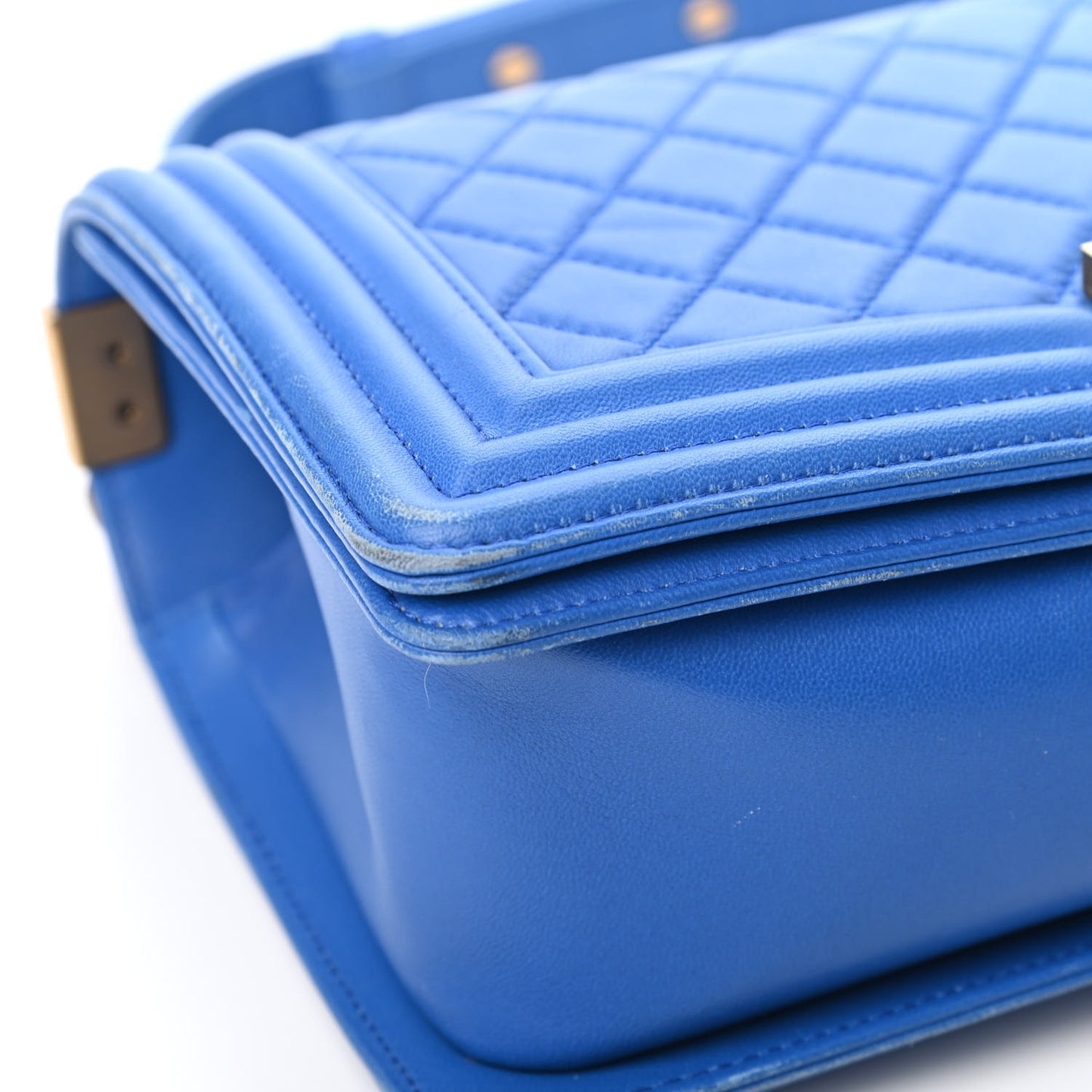 Lambskin Quilted Medium Boy Flap Blue