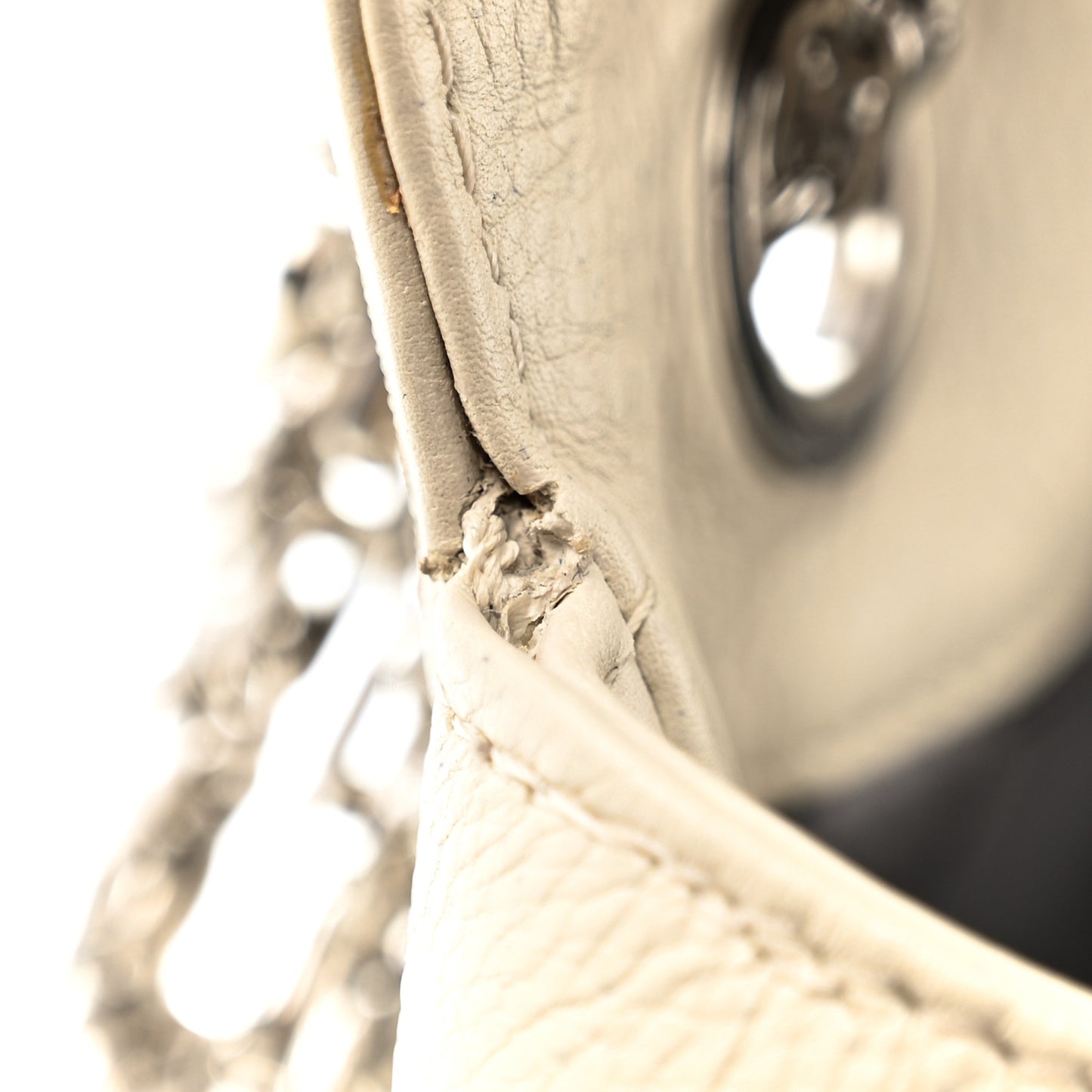Calfskin Mademoiselle Lock Bijoux Chain Flap White