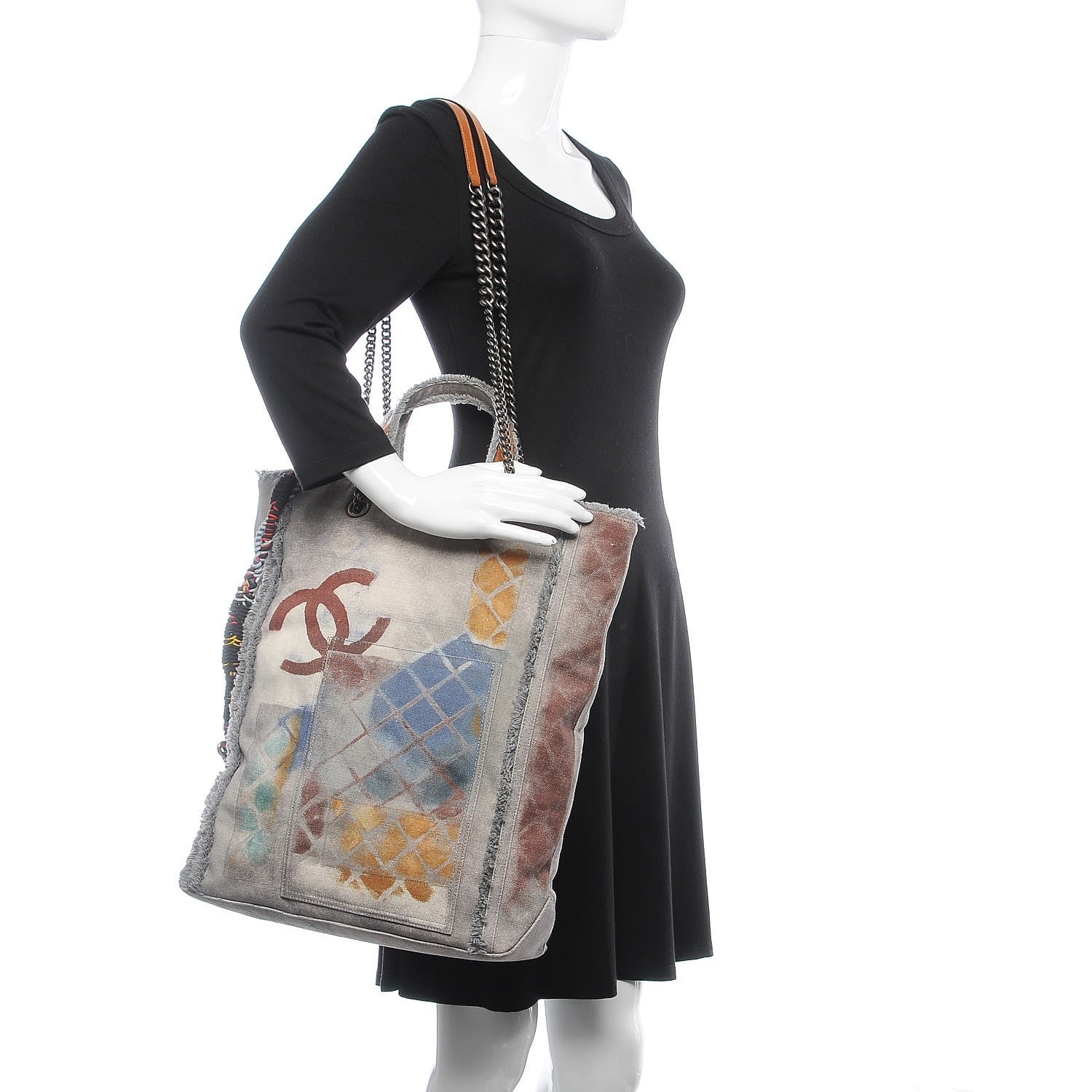 Chanel Canvas Large Graffiti Tote Grey 2 of 10