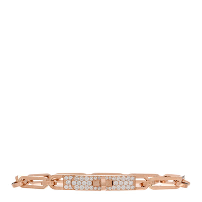 Hermes 18K Rose Gold Diamond Pave PM Kelly Chaine Bracelet ST 1 of 4