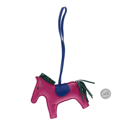 Hermes Milo Lambskin Grigri Rodeo Horse Bag Charm MM Rose Pourpre Malachite Bleu Electrique 2 of 5