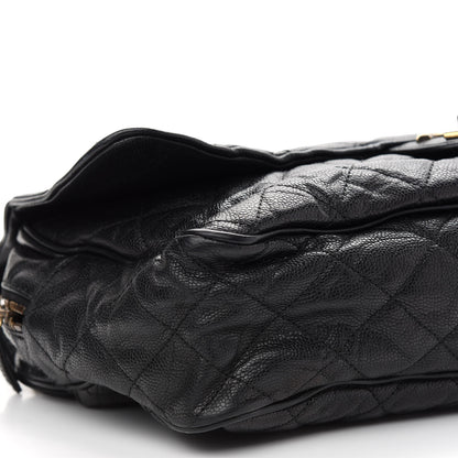 Chanel Crumpled Grained Calfskin Quilted Maxi Shiva Flap Black 8 of 9