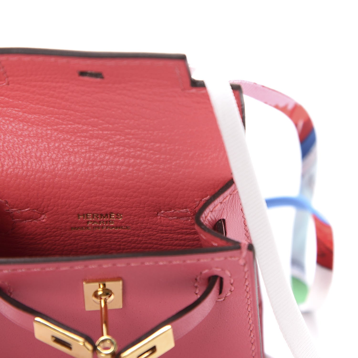 Hermes Tadelakt Mini Kelly Twilly Bag Charm Rose Lipstick 4 of 6
