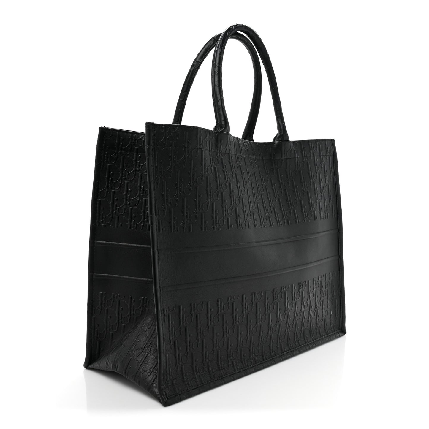 Oblique Calfskin Embossed Large Book Tote Black