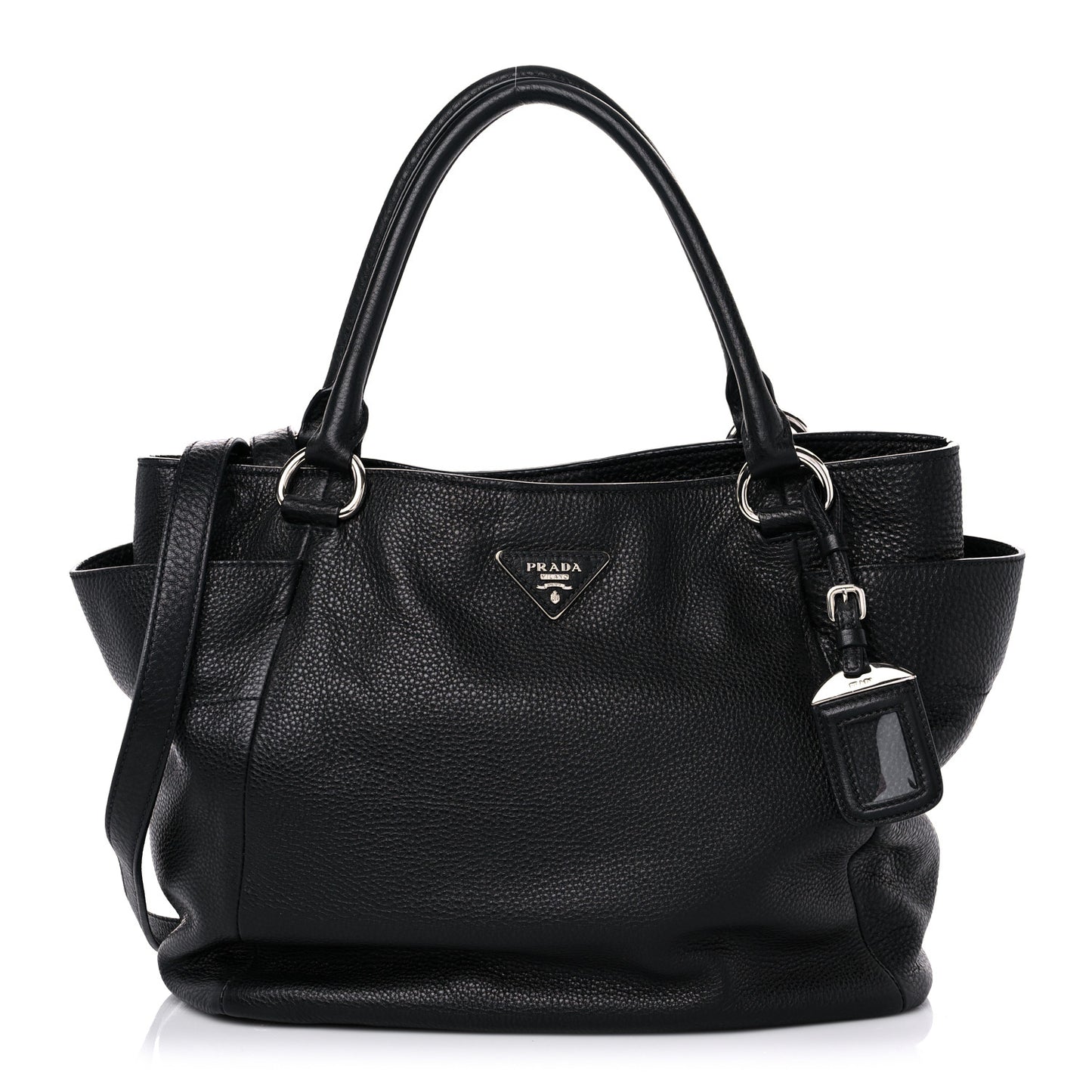 Vitello Daino Side Pocket Tote Black