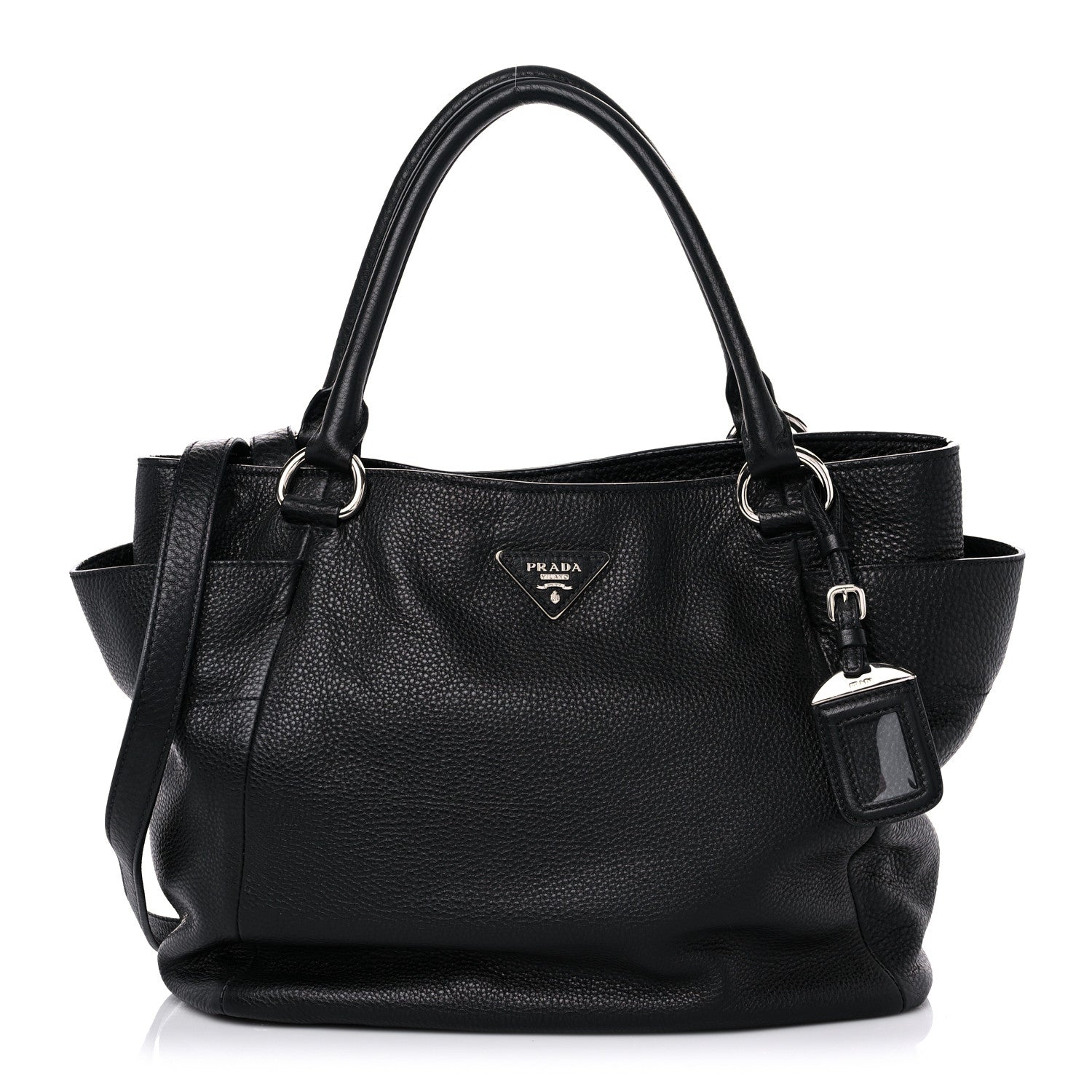 Prada Vitello Daino Side Pocket Tote Black 1 of 11