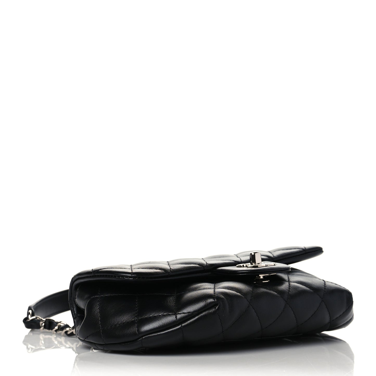 Calfskin Quilted CC Uniform Flap Belt Bag Black