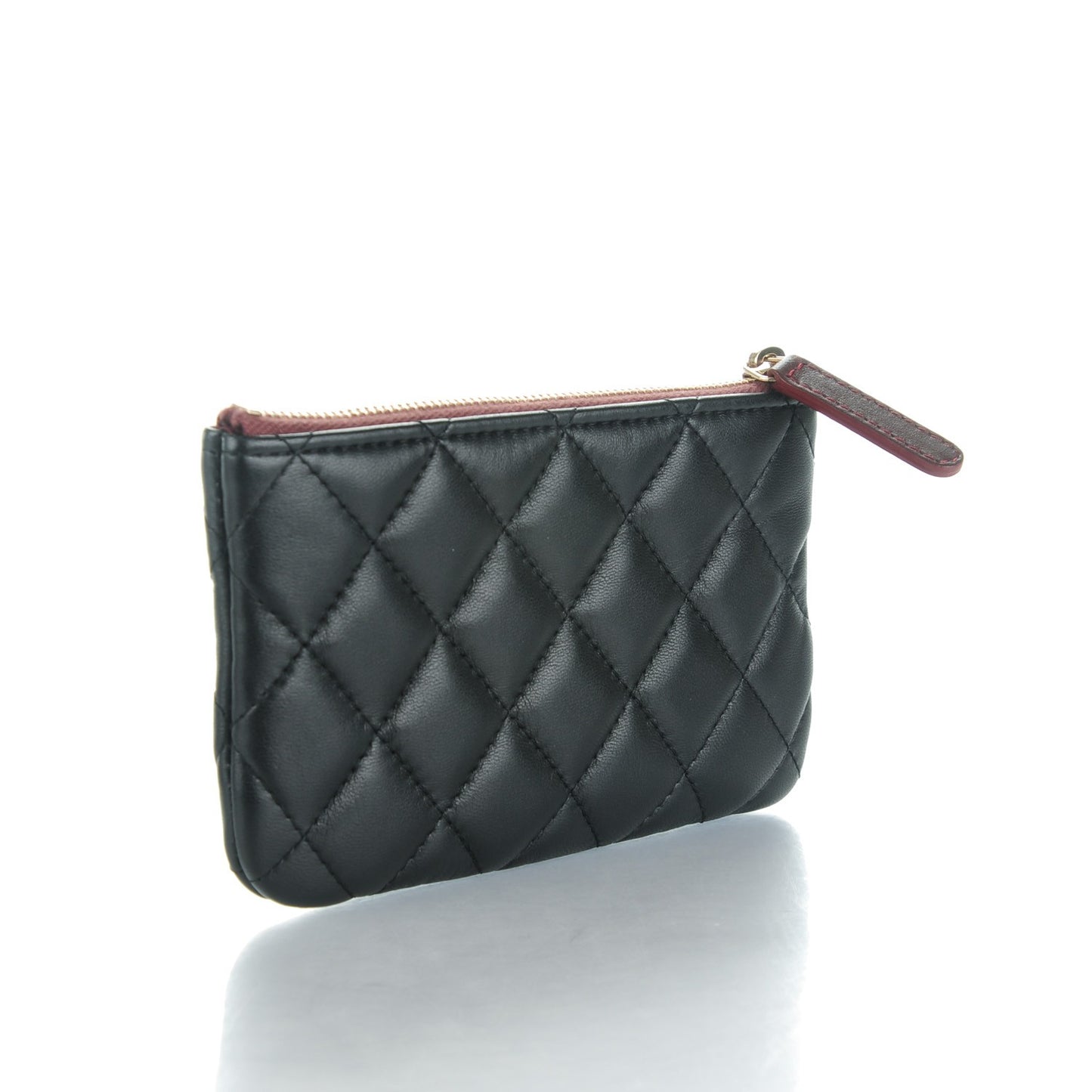 Lambskin Quilted Small Cosmetic Case Black