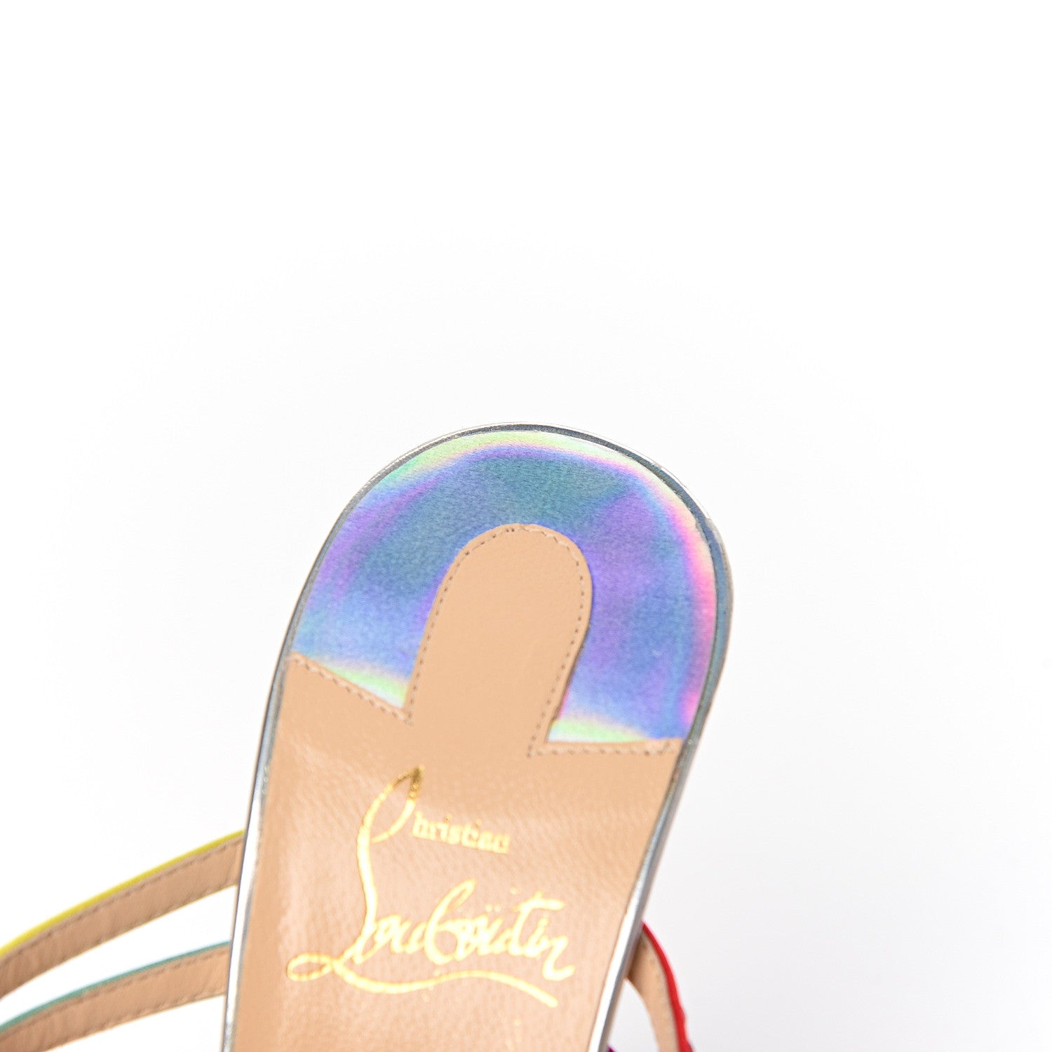 Christian Louboutin Specchio Calfskin Crystal Marthastrass 100 Slide Sandals 37 Silver Multicolor 8 of 9
