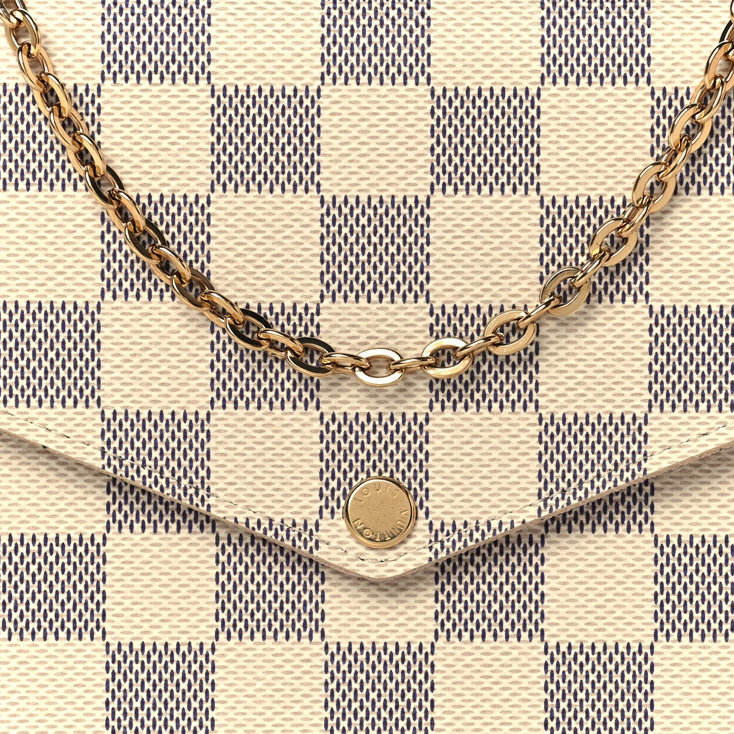 Damier Azur Pochette Felicie Chain Wallet Rose Ballerine