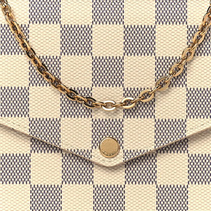 Louis Vuitton Damier Azur Pochette Felicie Chain Wallet Rose Ballerine 8 of 11