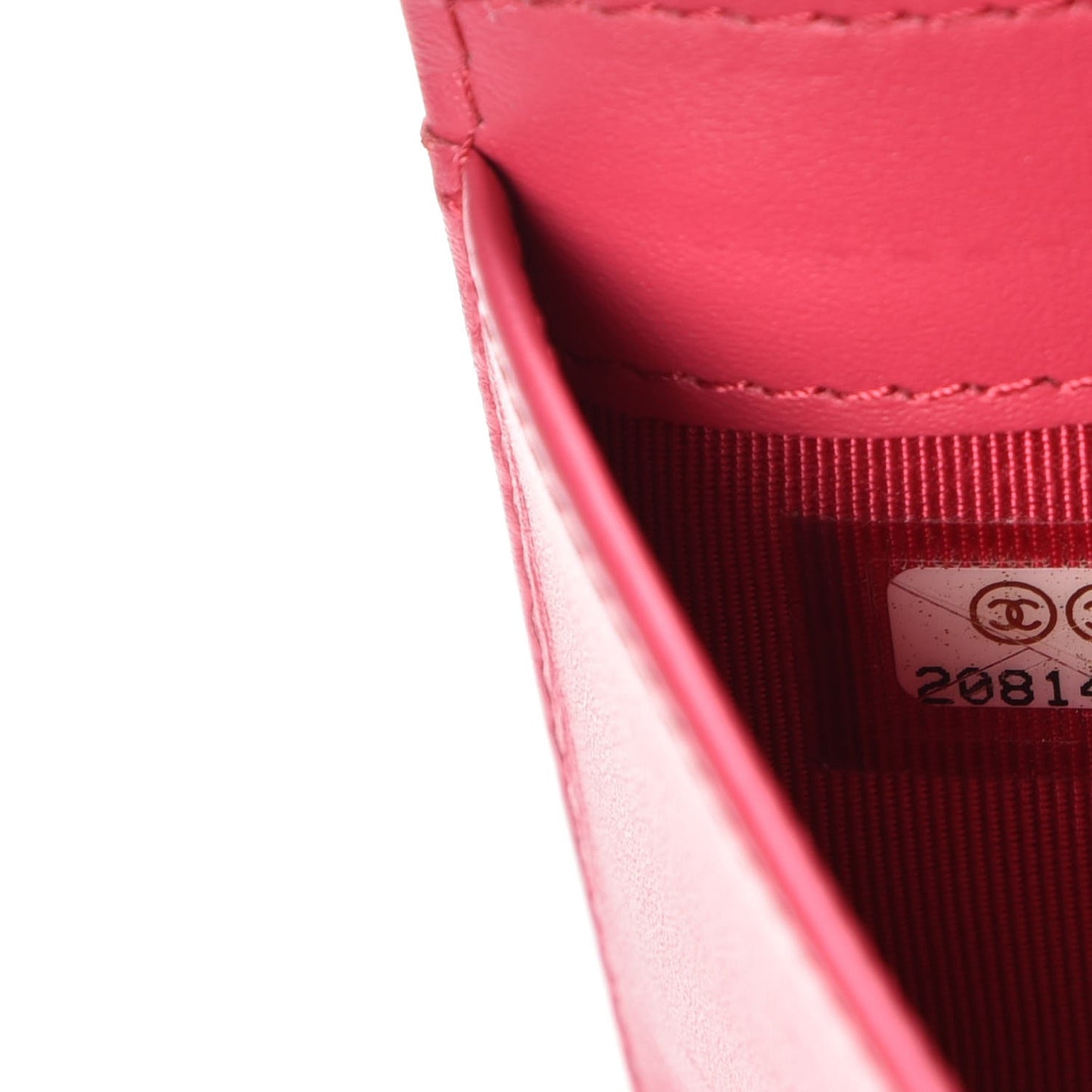 Patent Calfskin Quilted Double Stitch Yen Wallet Pink