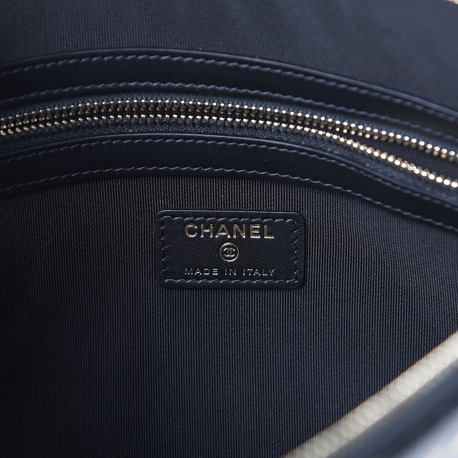 Chanel Calfskin Crocodile Embossed Graffiti 2.55 Medium Cocodile Reissue Cosmetic Case Black Gold 5 of 6