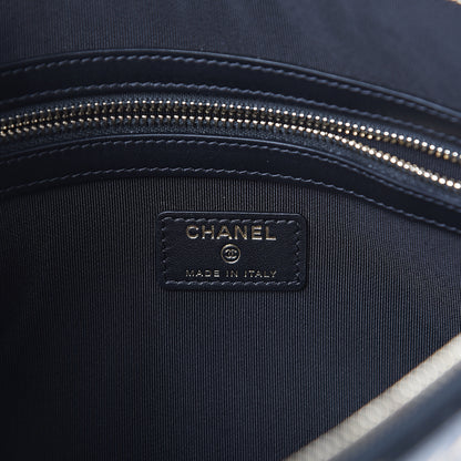 Chanel Calfskin Crocodile Embossed Graffiti 2.55 Medium Cocodile Reissue Cosmetic Case Black Gold 5 of 6