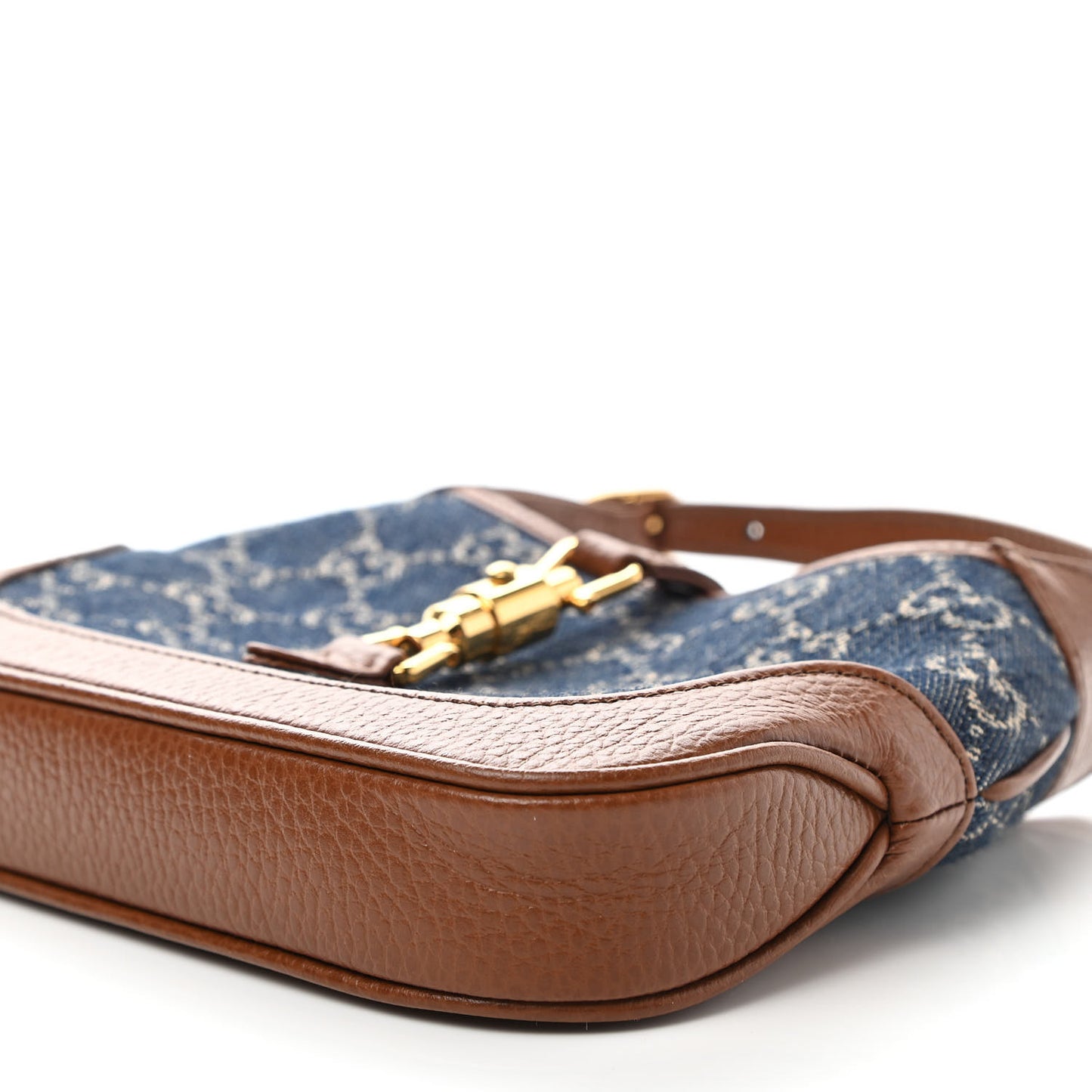 New Denim GG Monogram Calfskin Mini Jackie 1961 Hobo Blue Tea Cuir