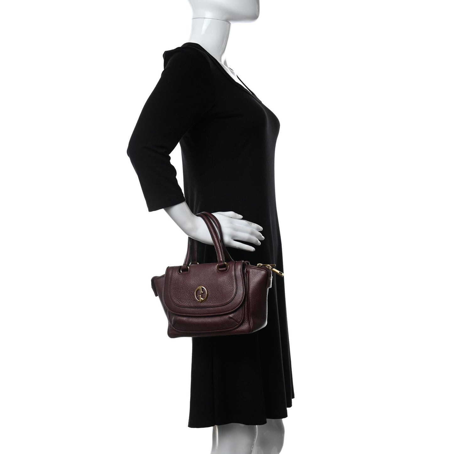 Pebbled Calfskin Small 1973 Top Handle Satchel Burgundy