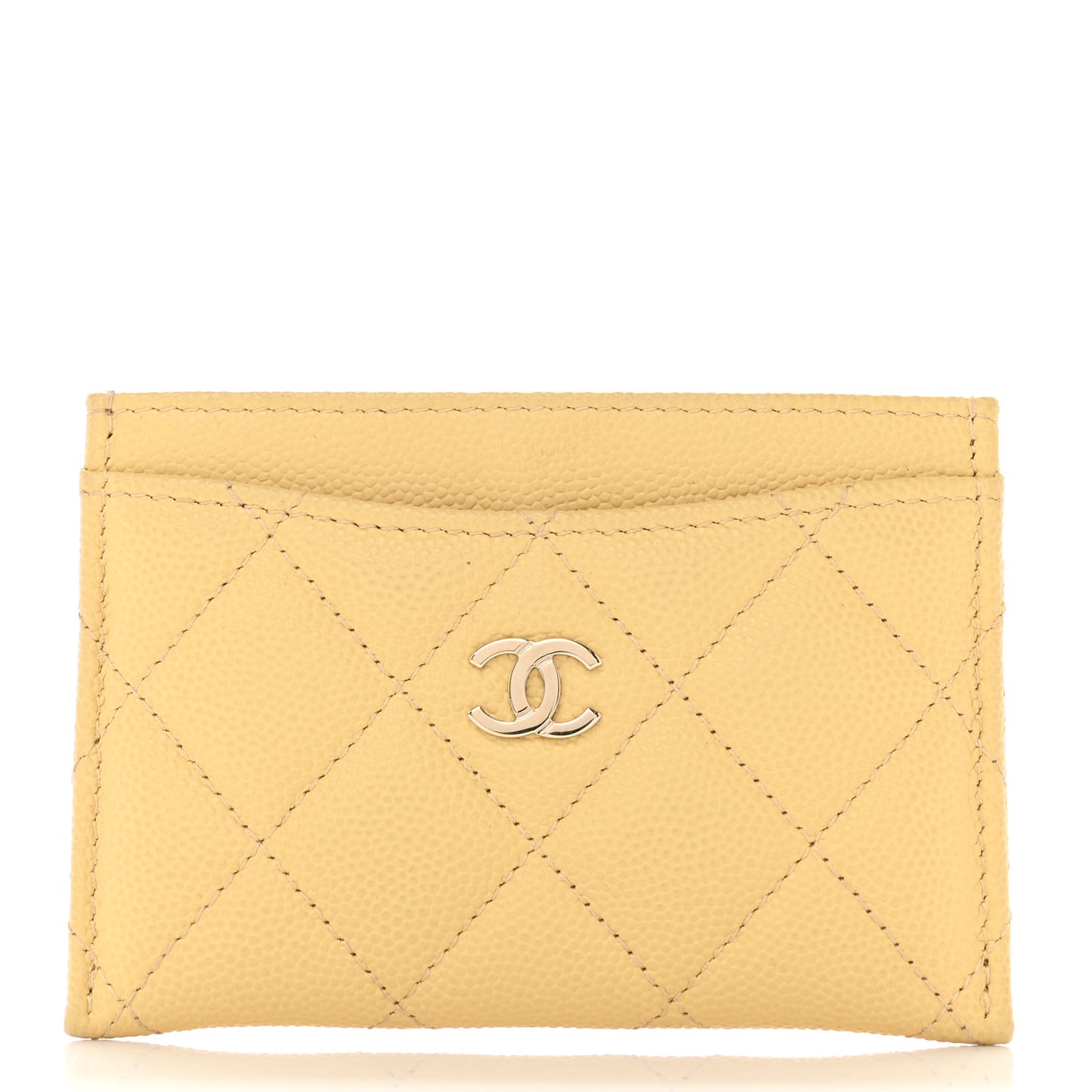 Caviar Quilted Card Holder Yellow