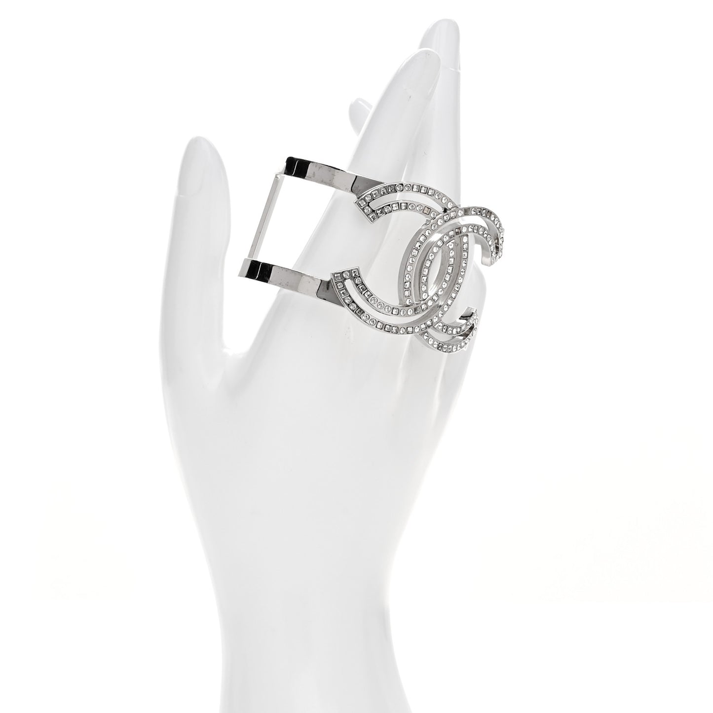Metal Baguette Crystal CC Cuff Silver