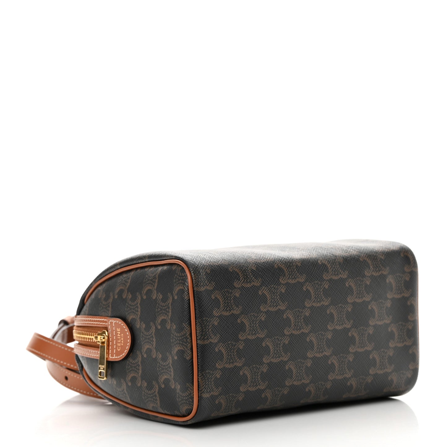 Triomphe Canvas Calfskin Small Boston Bag Tan