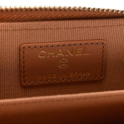 Chanel Lambskin Quilted Chanel 19 Zip Around Coin Purse Wallet Brown 6 of 8