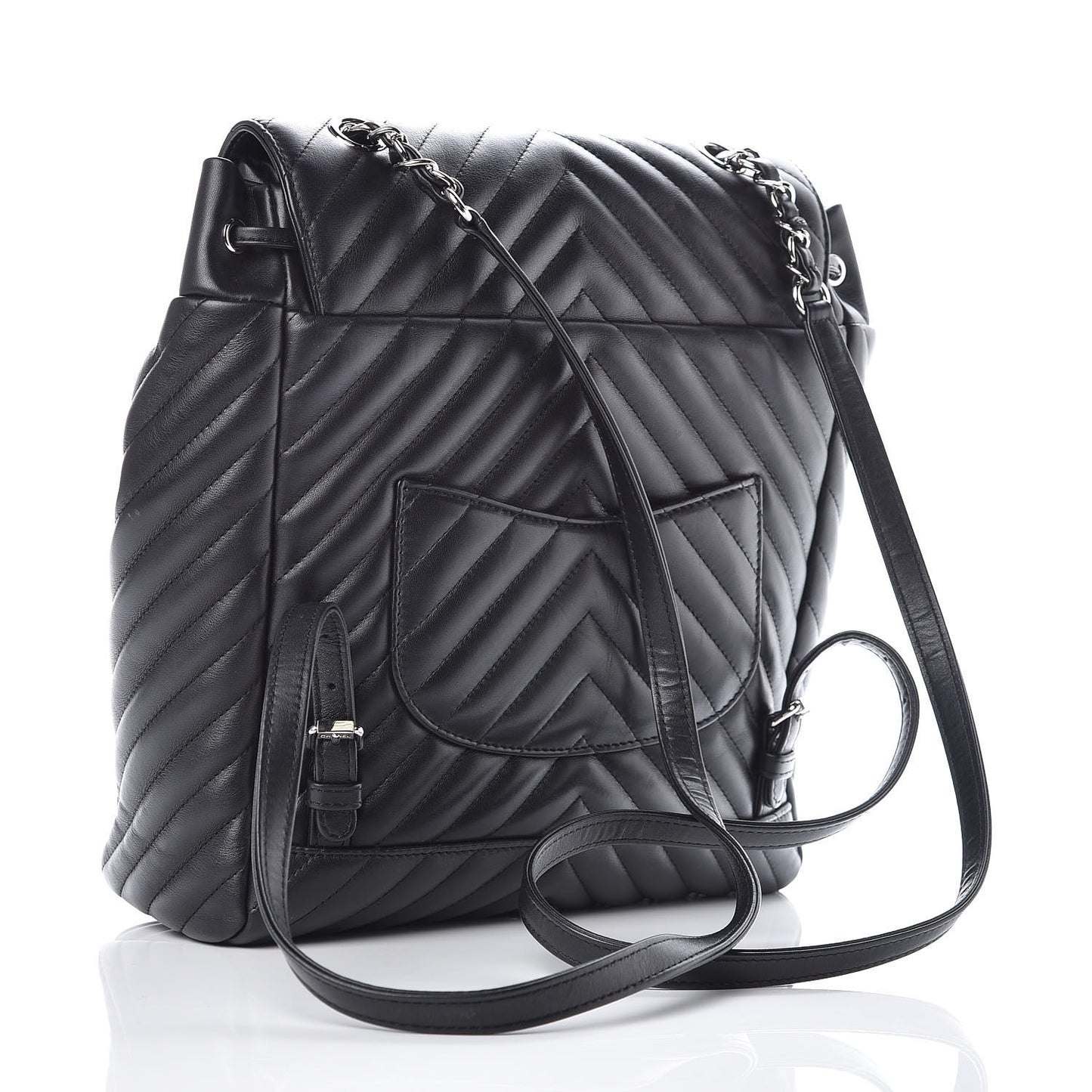 Calfskin Chevron Quilted Large Urban Spirit Backpack Black