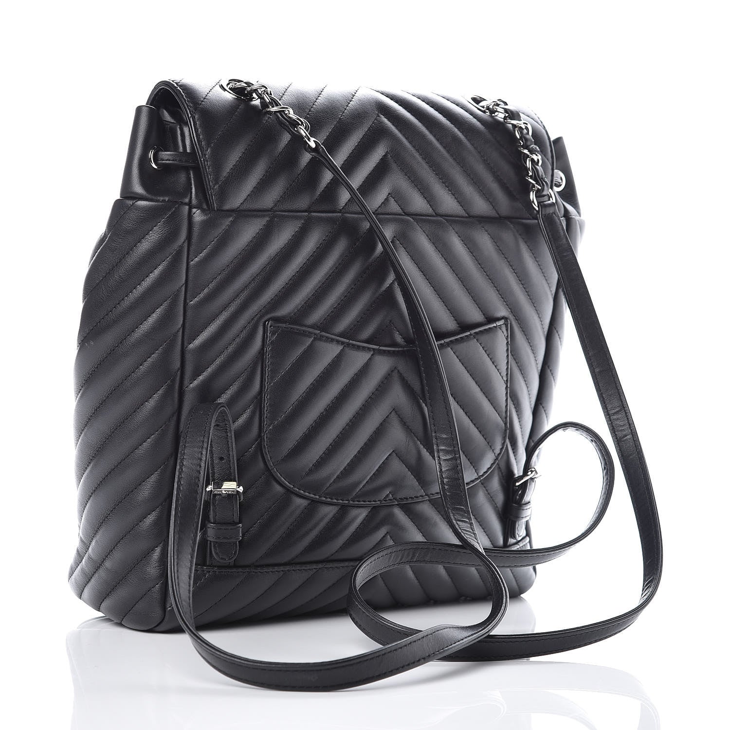 Chanel Calfskin Chevron Quilted Large Urban Spirit Backpack Black 3 of 10