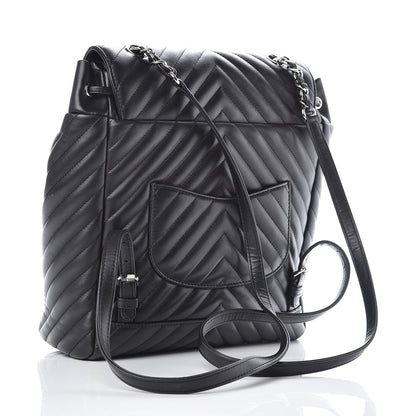 Chanel Calfskin Chevron Quilted Large Urban Spirit Backpack Black 3 of 10