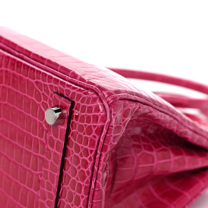 Hermes Shiny Porosus Crocodile Birkin 25 Rose Mexico 11 of 36
