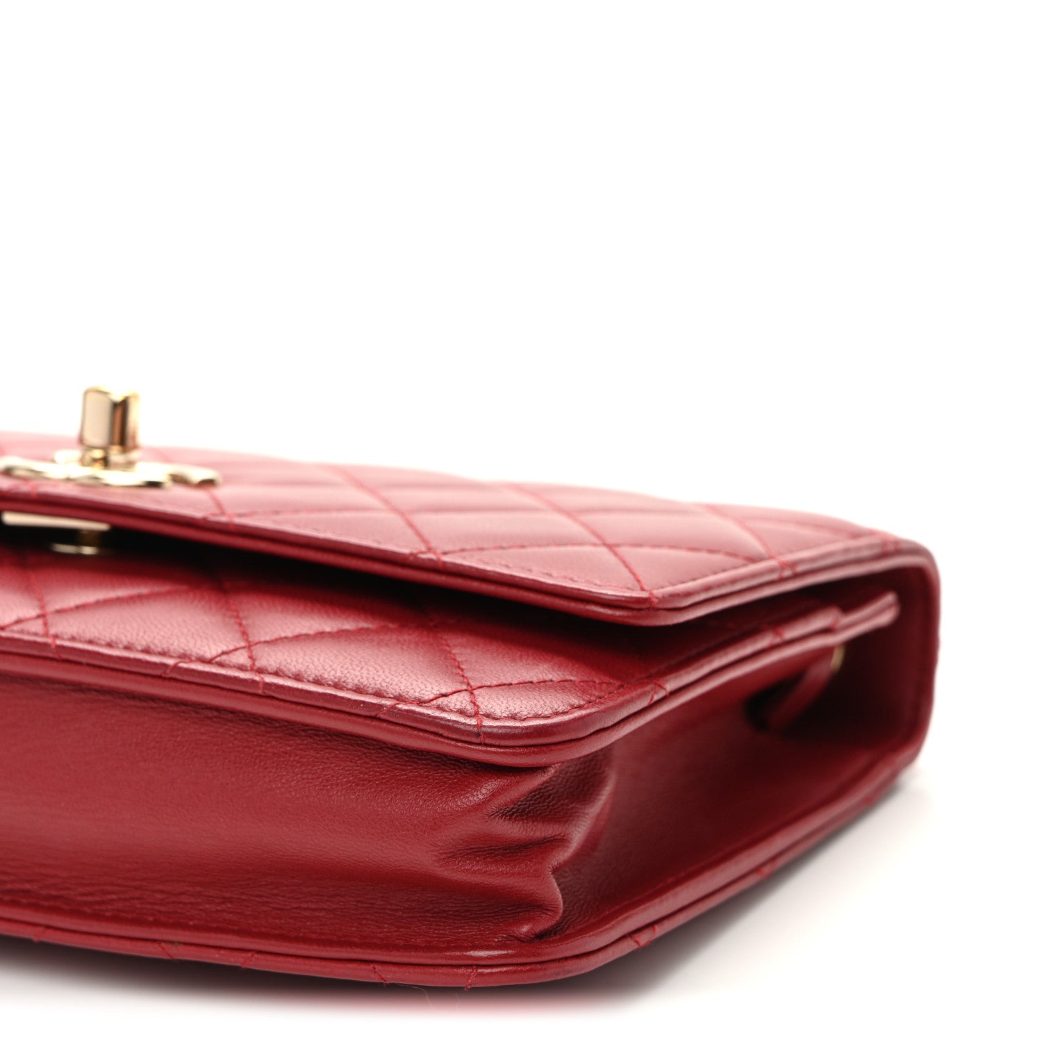 Chanel Lambskin Quilted Trendy CC Wallet On Chain WOC Red 11 of 12