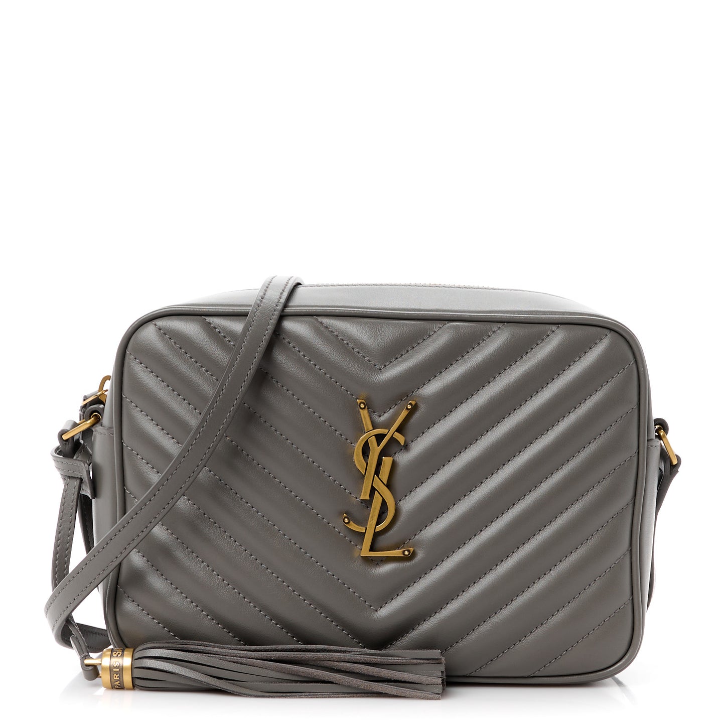 Calfskin Matelasse Monogram Lou Camera Bag Greyish Brown