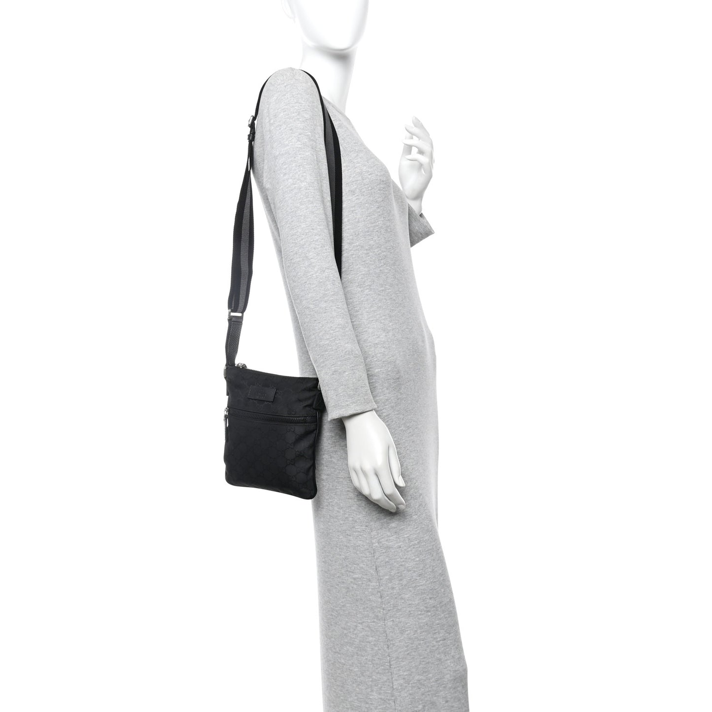 Nylon Monogram Mini Flat Messenger Bag Black