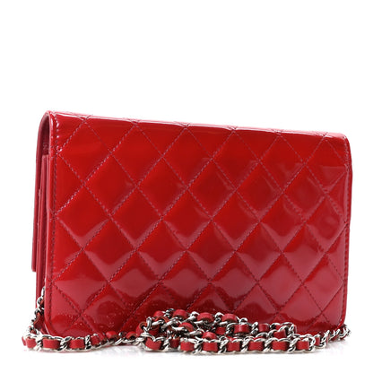 Chanel Patent Quilted Brilliant Wallet On Chain WOC Red 3 of 10