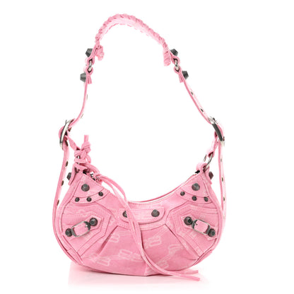 Balenciaga Denim BB Monogram Le Cagole Shoulder Bag XS Pink 1 of 11