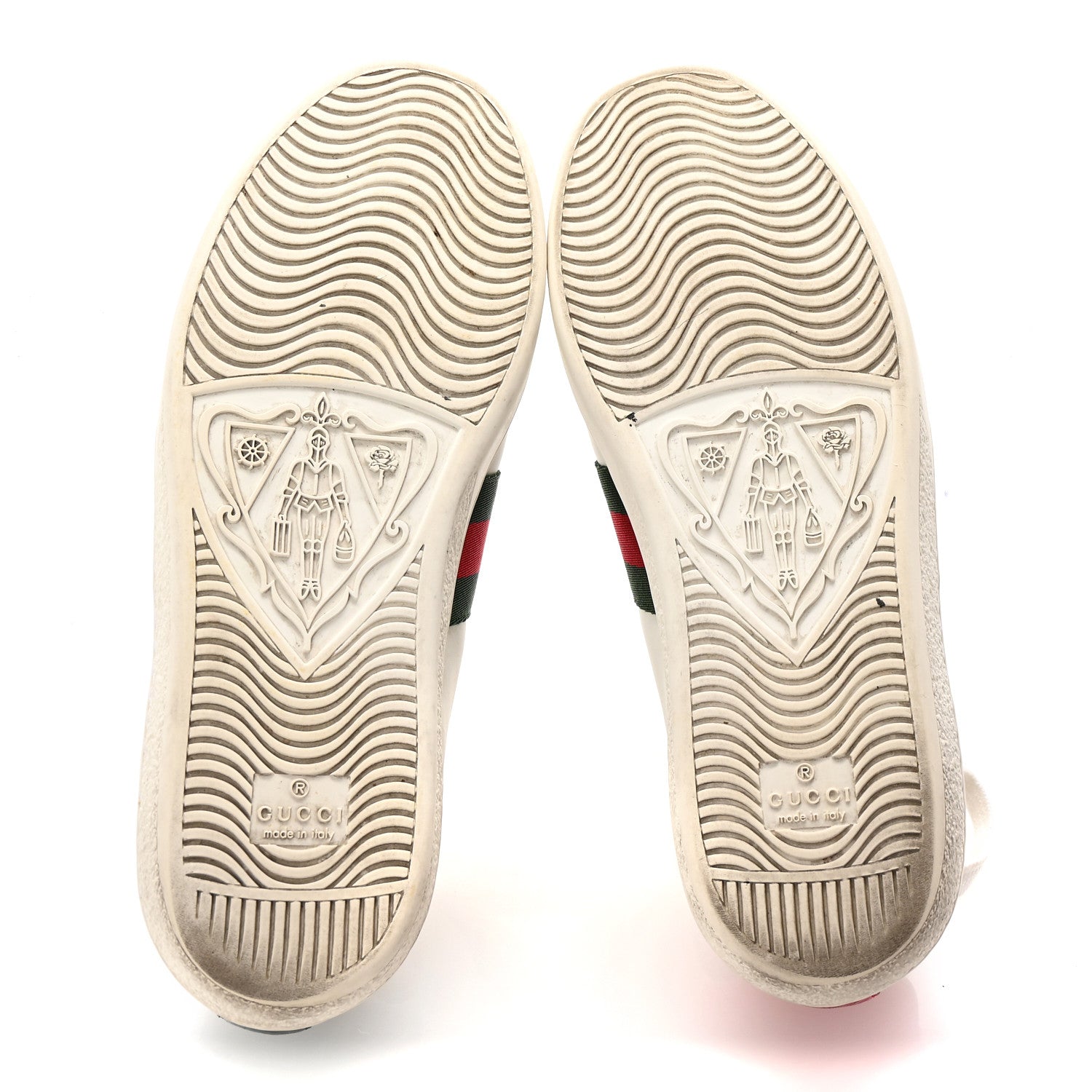 Gucci Calfskin Ayers Bee Embroidered Womens Ace Sneakers 37.5 White Green 12 of 20