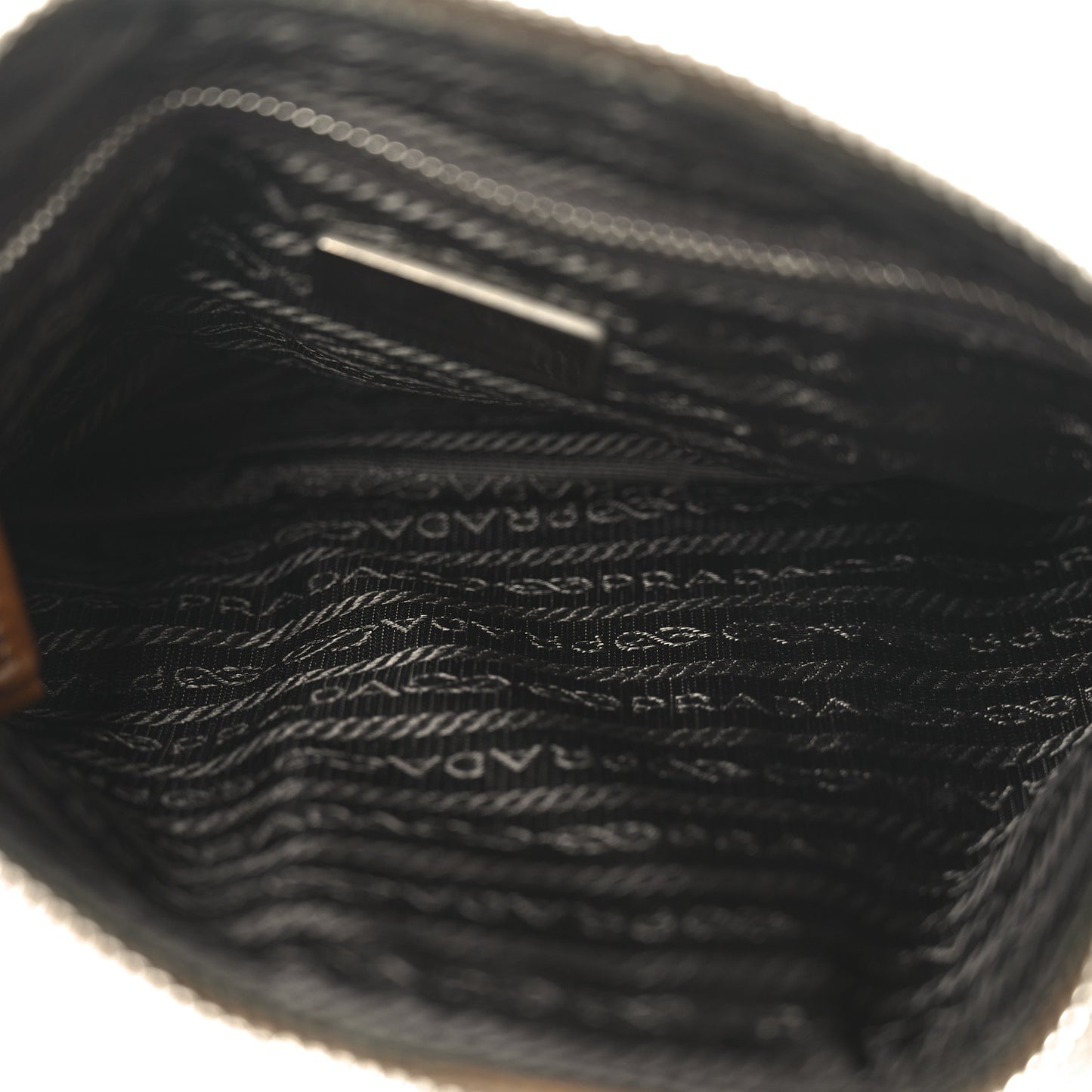 Tessuto Nylon Striped Shoulder Bag Brown Beige
