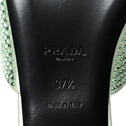 Prada Satin Crystal Logo 10mm Slide Sandals 37.5 Acqua 6 of 7