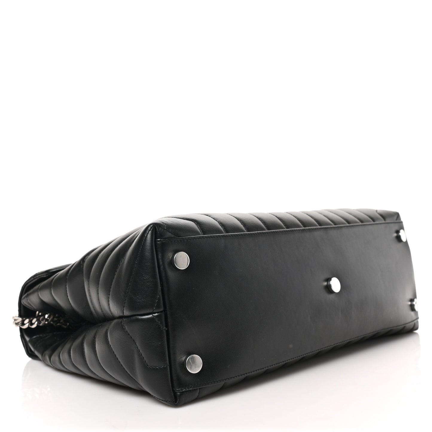 Calfskin Y Quilted Monogram Large Loulou Chain Satchel Black