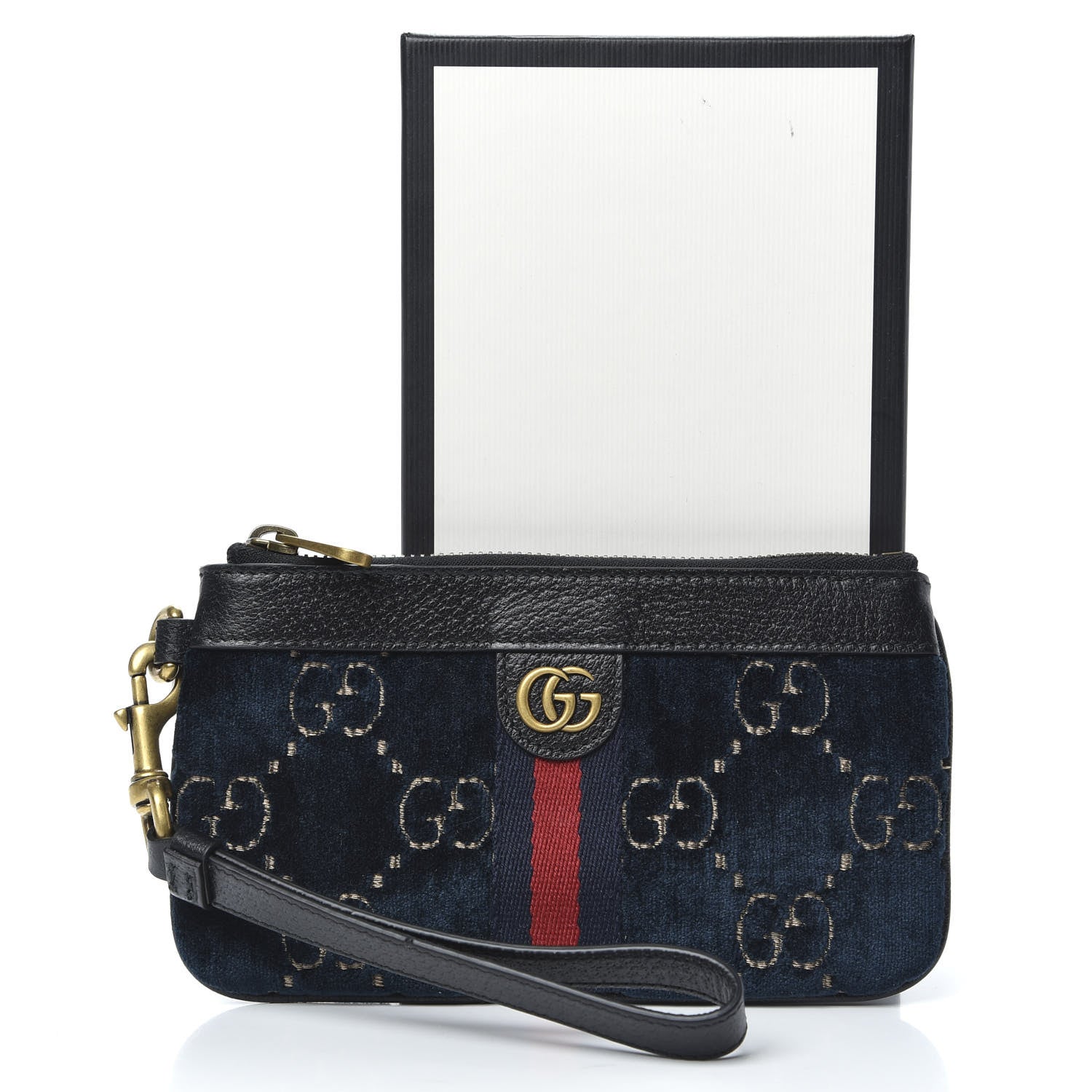 Gucci Velvet GG Monogram Textured Calfskin Web Smartphone Case Blue Beige Black 8 of 8