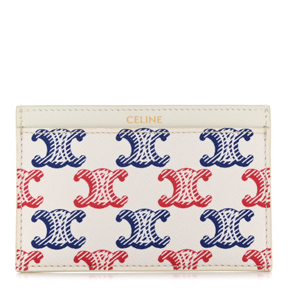 Celine Triomphe Canvas Card Holder White Blue Red 1 of 6