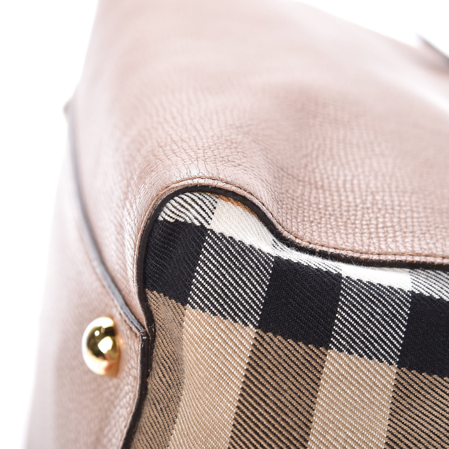 Burberry Grainy Calfskin House Check Small Canterbury Tote Tan 11 of 11