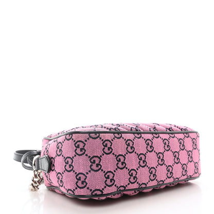 Gucci Monogram Multicolor Matelasse Diagonal Small GG Marmont Chain Shoulder Bag Pink Blue 4 of 10