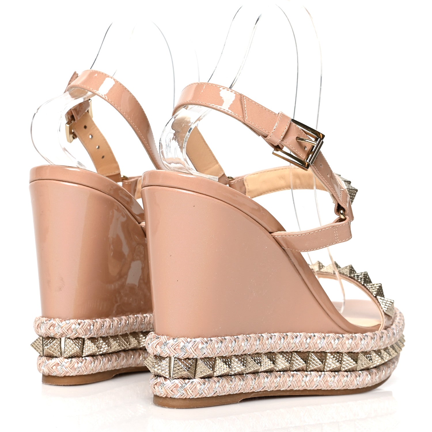 Christian Louboutin Patent Pyraclou 110 Wedge Sandals 40 Nude 4 of 7