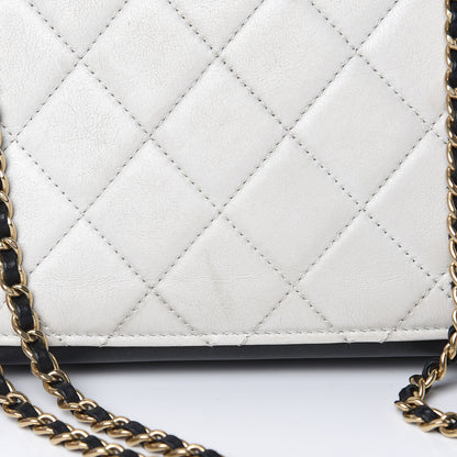 Chanel Lambskin Quilted Graphic Medium Flap White Black 13 of 17