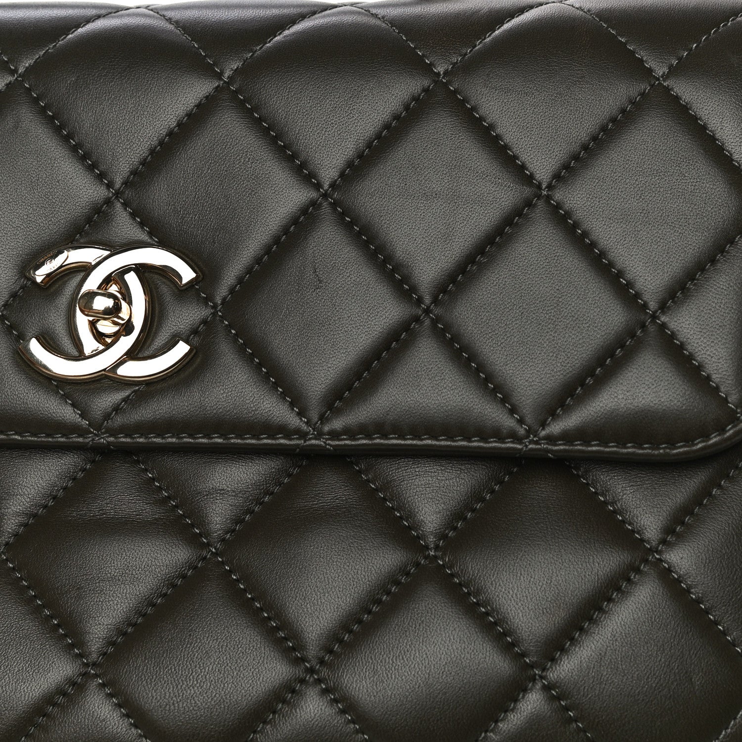 Chanel Lambskin Quilted Medium Trendy CC Flap Dual Handle Bag Dark Khaki 11 of 12