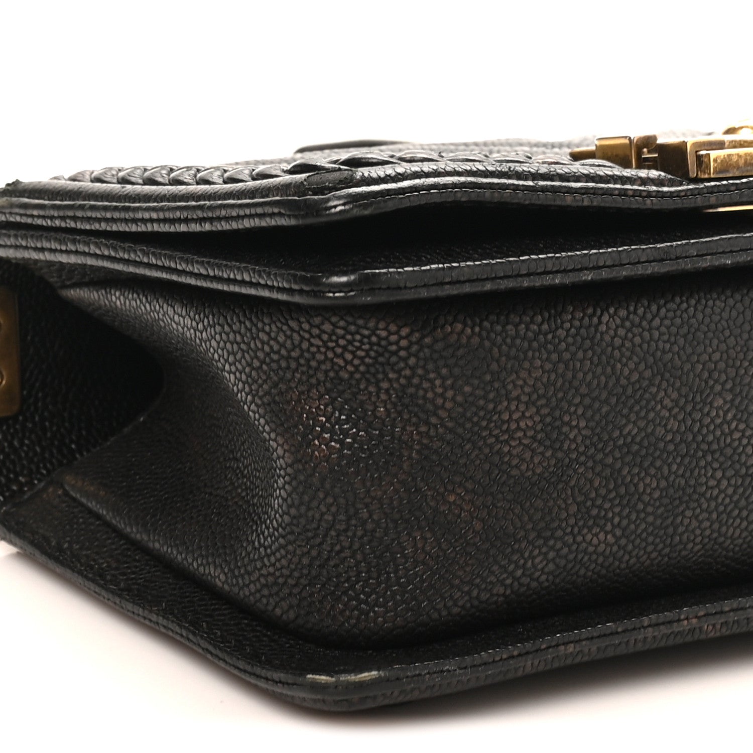 Chanel Patinated Calfskin Braid Around Chevron Small Boy Flap Brown 9 of 10