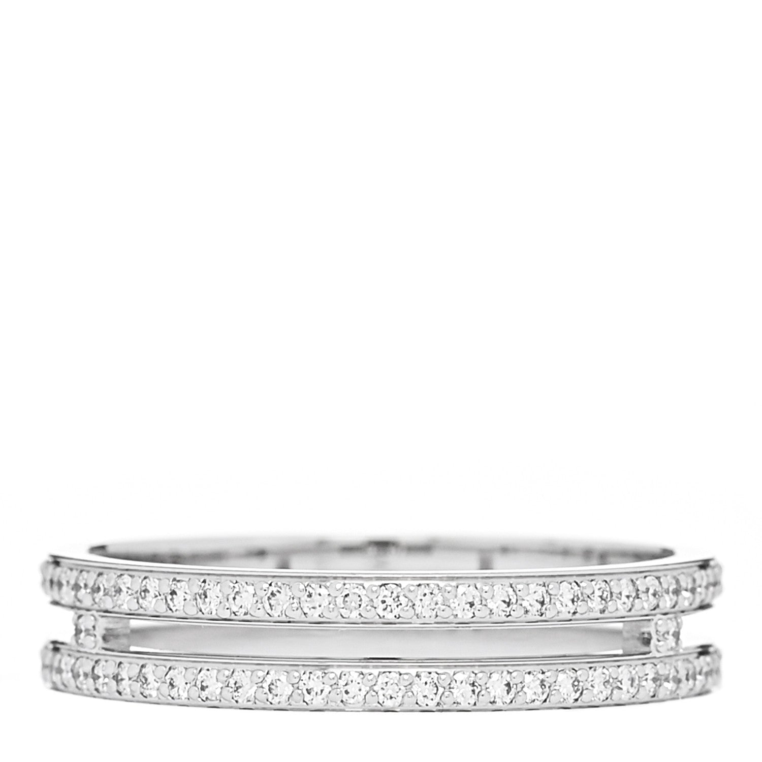 Hermes 18K White Gold Diamond Ariane Wedding Band Ring 49 4.75 3 of 5