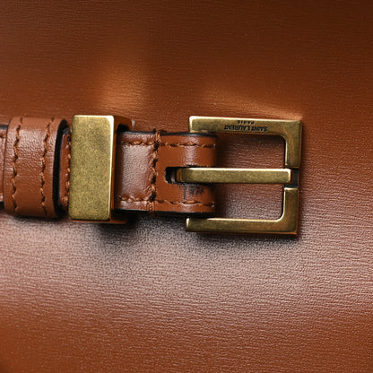 Saint Laurent Smooth Calfskin Small Manhattan Shoulder Bag Cognac 10 of 10