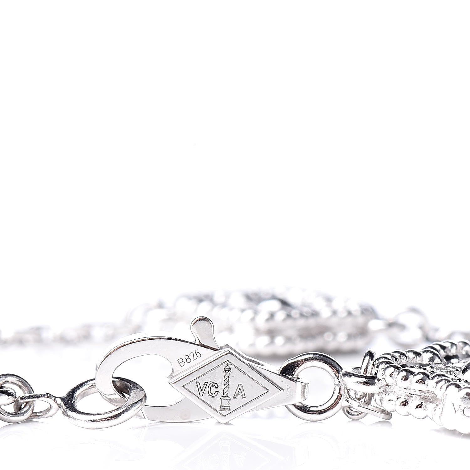 Van Cleef & Arpels 18K White Gold Diamond 6 Motifs Sweet Alhambra Bracelet 4 of 7